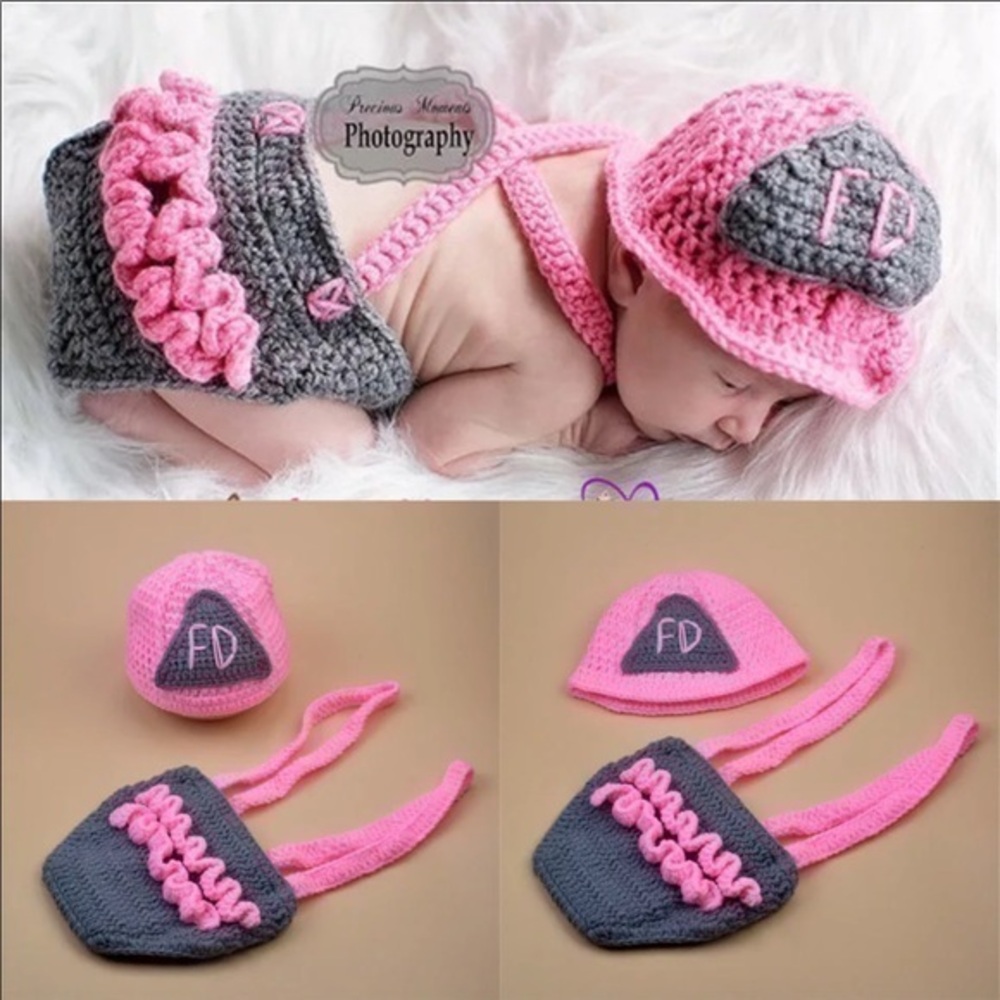 Girl Firefighter newborn photography prop